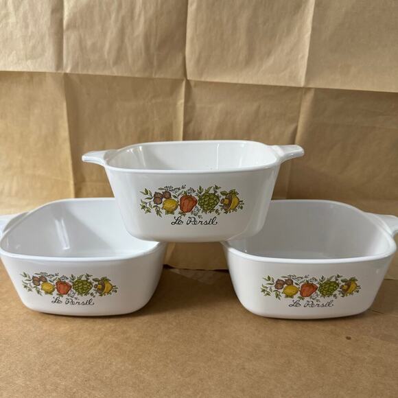 Vintage Petite Pan, Spice of life, Le Persil, Corning Ware 700ML (3 Casseroles) - Picture 1 of 6